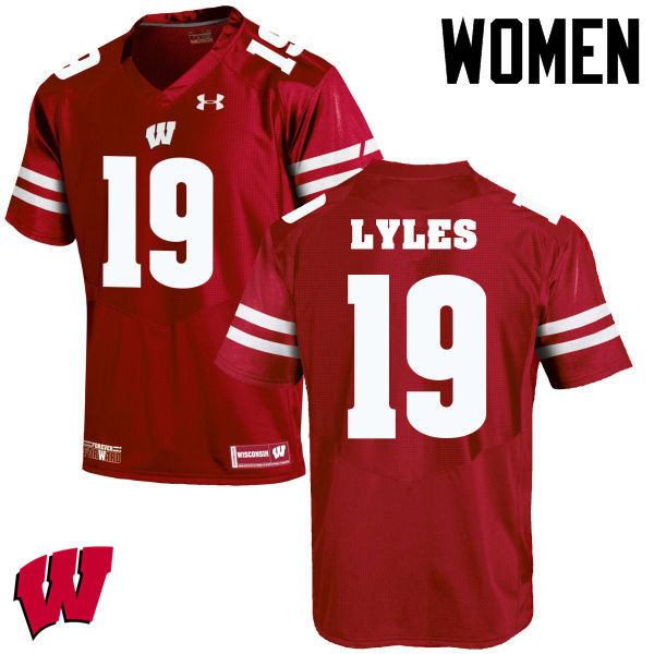 Wisconsin Badgers Women's #19 Kare Lyles NCAA Under Armour Authentic Red College Stitched Football Jersey SL40F70AC